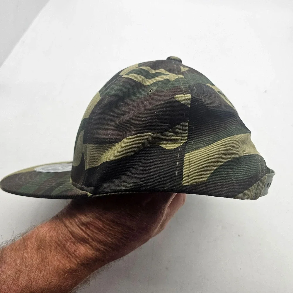 Top Level Hat Cap Snap Back Mens One Size Green Camo Skull Graphic Army Twill